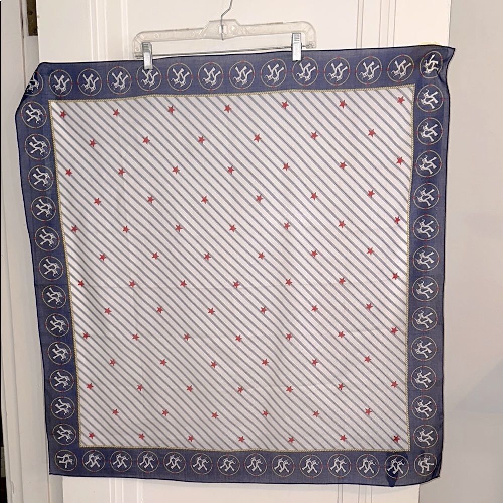 Vintage 60s Norman Red, White &‎ Blue Sailor Print Very Large Square Scarf